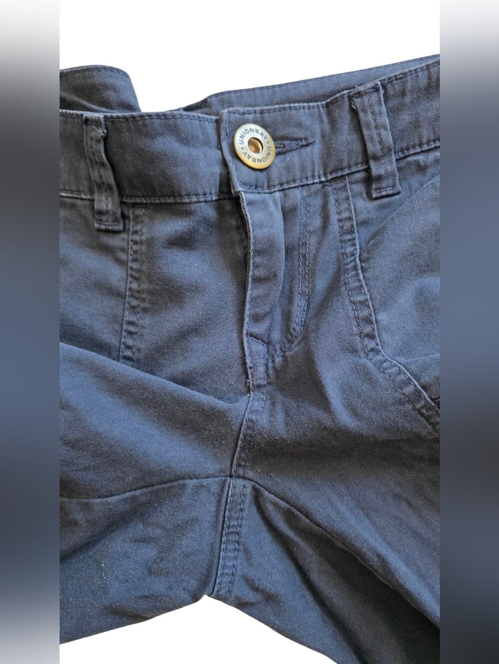 UNIONBAY Sz 7 Junior Navy Blue Raw Hem Utility Y2K Style Shorts - Picture 6 of 9